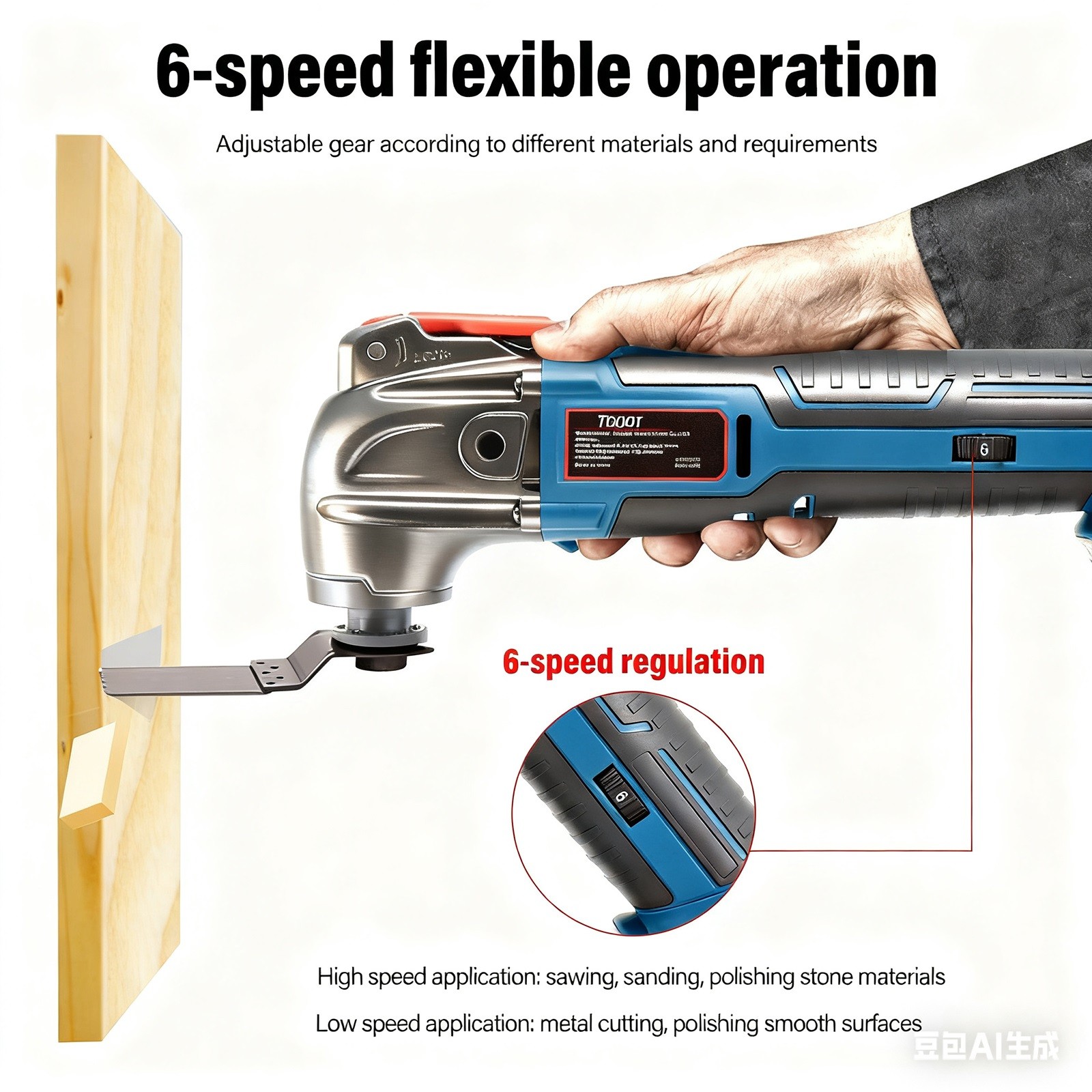 2Battery Cordless Oscillating Multi Tool 21V 6 Speed Powerful Sander Scraper Saw