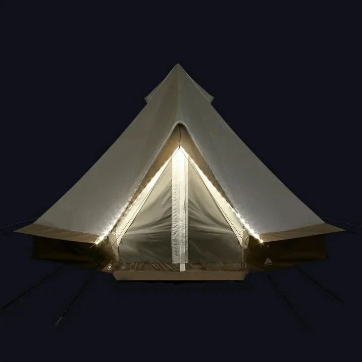 Tienda campana glamping Ozark Trail 15x15 8 personas con cadena de luces refugio exterior Foto 3 de 4