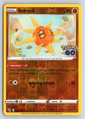 SOLROCK 039/078 UNCOMMON POKEMON GO POKEMON REVERSE HOLO NM