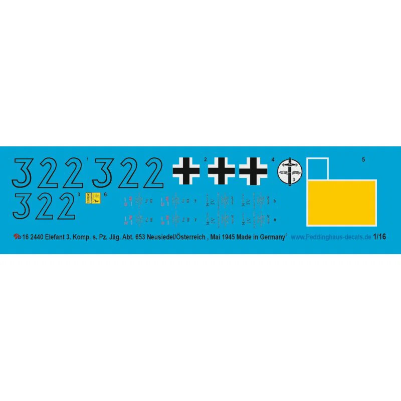 Peddinghaus Decals 1220002440 - Elephant 3rd Company s.Pz. Jäg Abt 653 Neusiedel