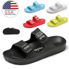 Women Cloud Slides Slippers Buckle Adjustable Double Strap Thick Sole Sandals