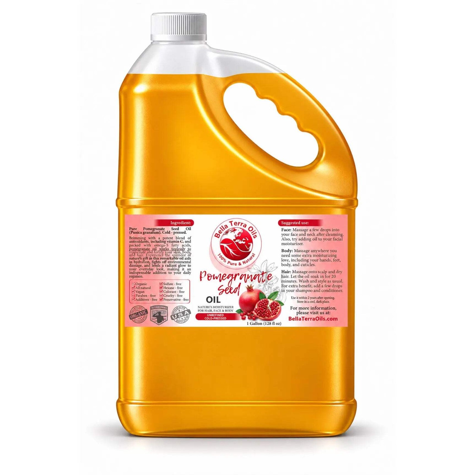 Natural Cold-Pressed Pomegranate Seed Oil 100% Raw Pure Anti-Aging Skin Hair