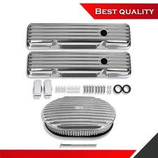 Polished Aluminum Valve Covers Air Cleaner Combo Suits Chevy Sbc 283 327 350