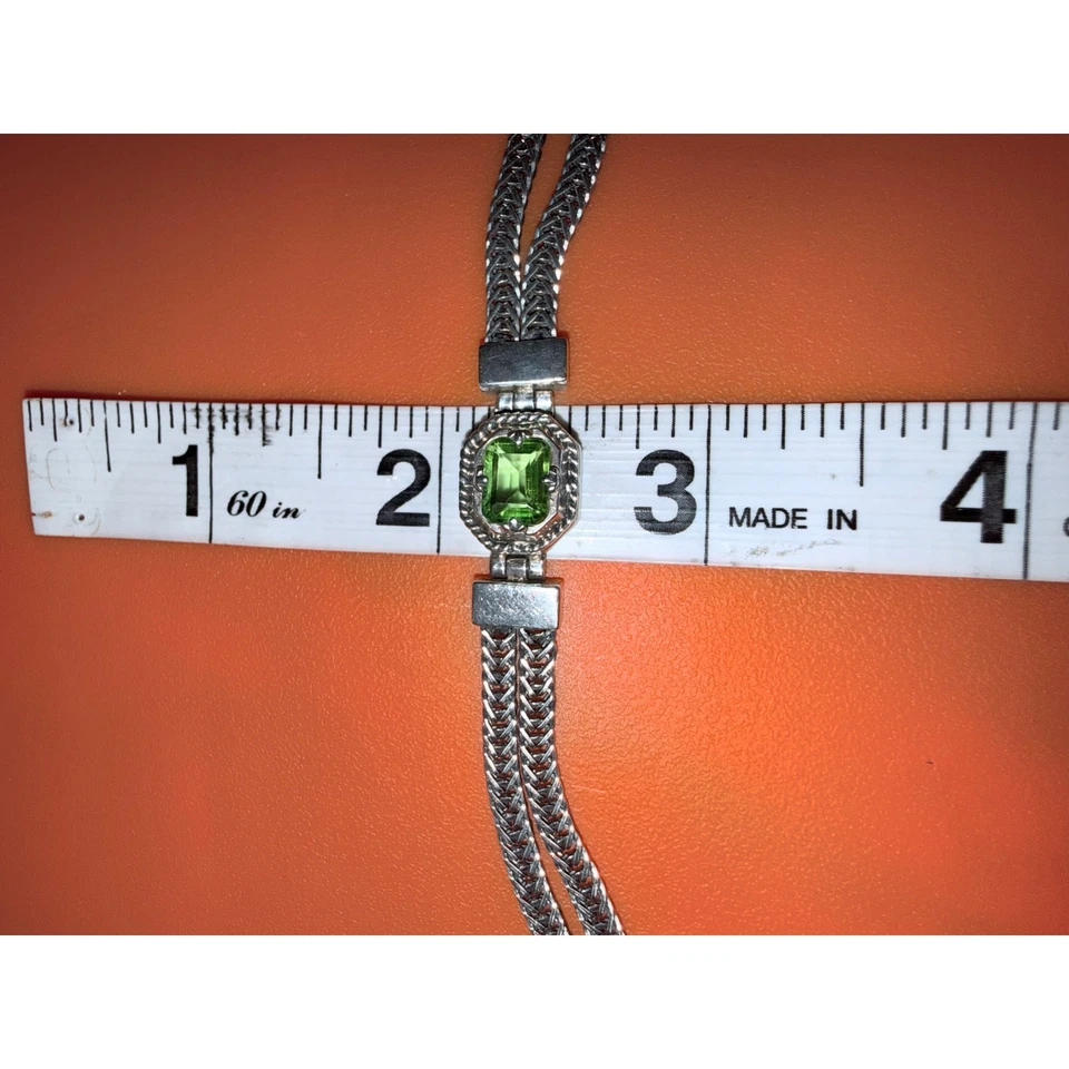 Anatoli 925纯银橄榄石手链编织小麦链签名7英寸 — 第 2/4 张图片