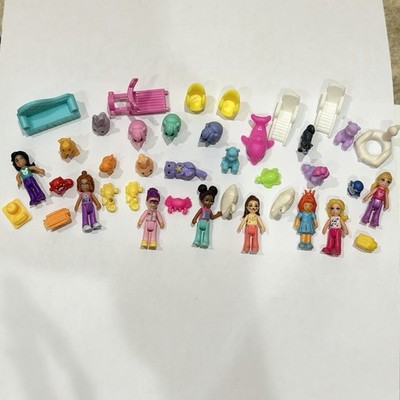 Lot of 8 Polly Pocket Replacement Dolls Micro Mini Figures Tiny Accessories Pets