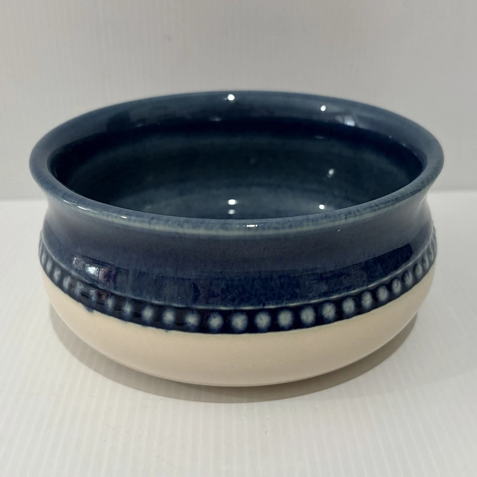 Bendigo Pottery Blue Beaded Bowl Dish - Vintage Retro Australian Pottery - image 2 of 4