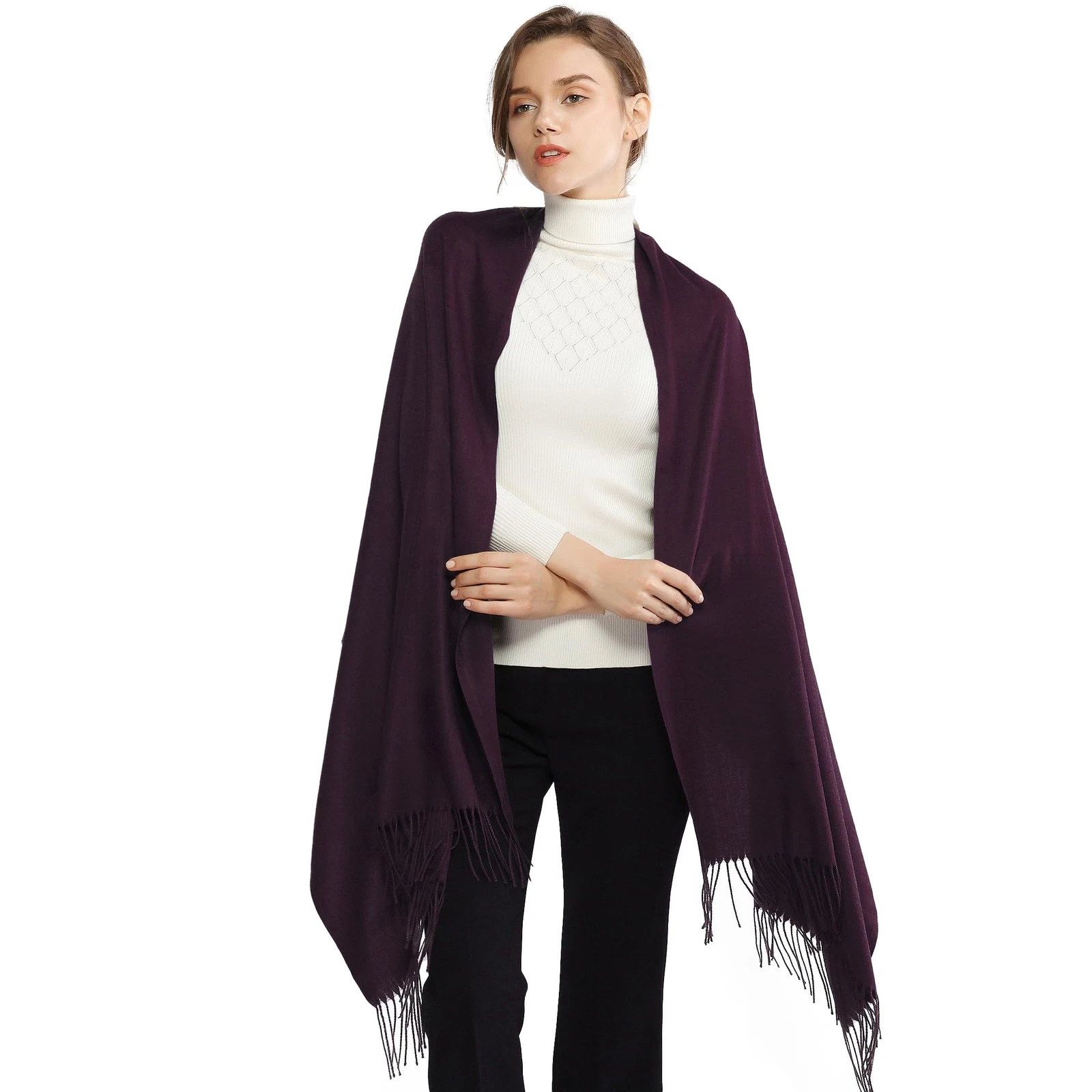 Pashmina Shawl for Weddings Wraps for Evening Dresses Dark Purple Scarfs for ...