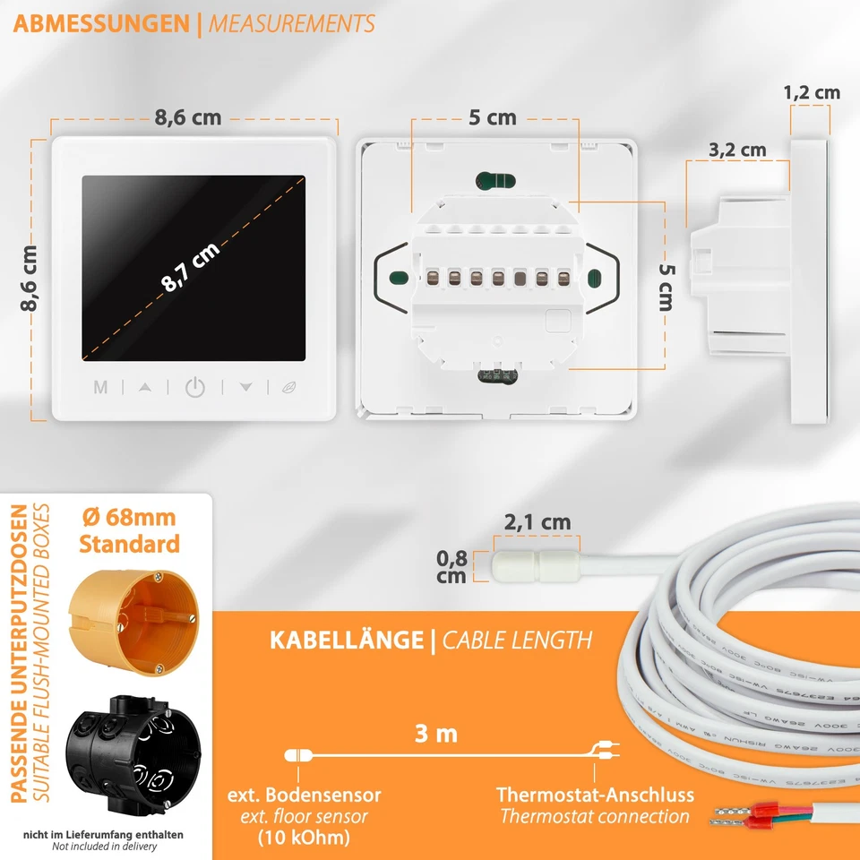 Thermostat Raumthermostat Heizungssteuerung WiFi Smart Fußbodenheizung Bluetooth - Bild 3 von 4