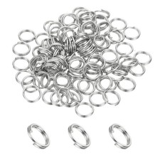 Round Split Ring, 100 Pcs 8 mm Small Split Ring with Double Loop, Silver