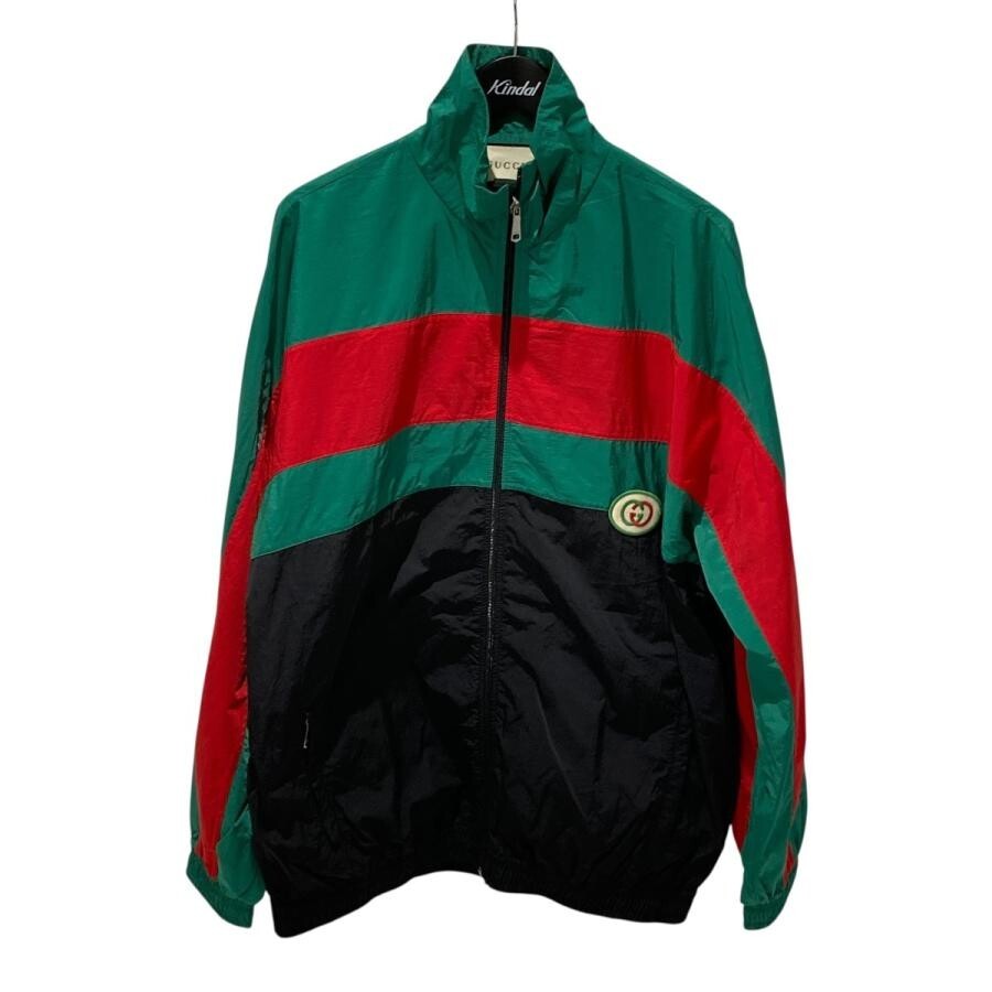GUCCI 573308 Nylon Jacket Green M Mens Zip Front Casual Outerwear Apparel