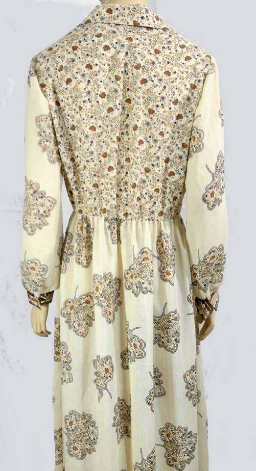Maxi Vestido Vintage Mod Leslie Fay Calico Algodón Hippie Cottage Core Prairie L Foto 2 de 4