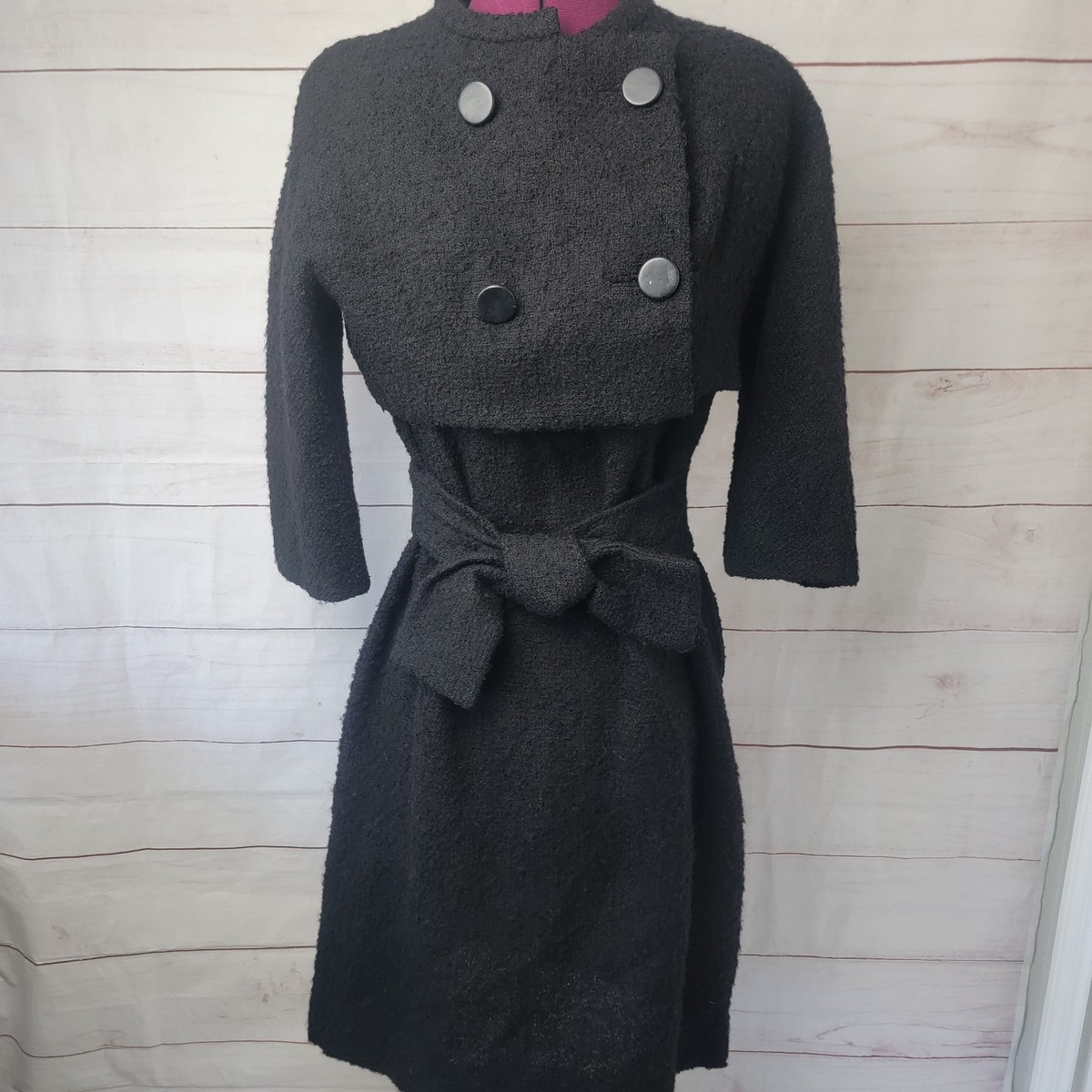 Vintage 50s Cristóbal Balenciaga Couture Black Suit Dress Avenue