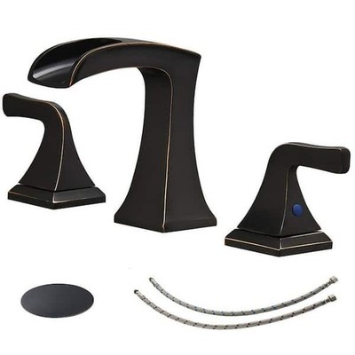 BWE 8 in Widespread 2-Handle Waterfall Bathroom Sink Faucet in Oil Rubbed Bronze