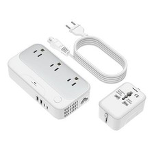 Universal Voltage Converter us to Europe, 220v to 110v Power Travel white