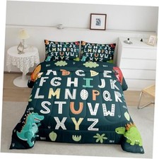 Alphabet Kids ABC Learning Bedding Set Size, Cartoon Dino Queen Multi 15
