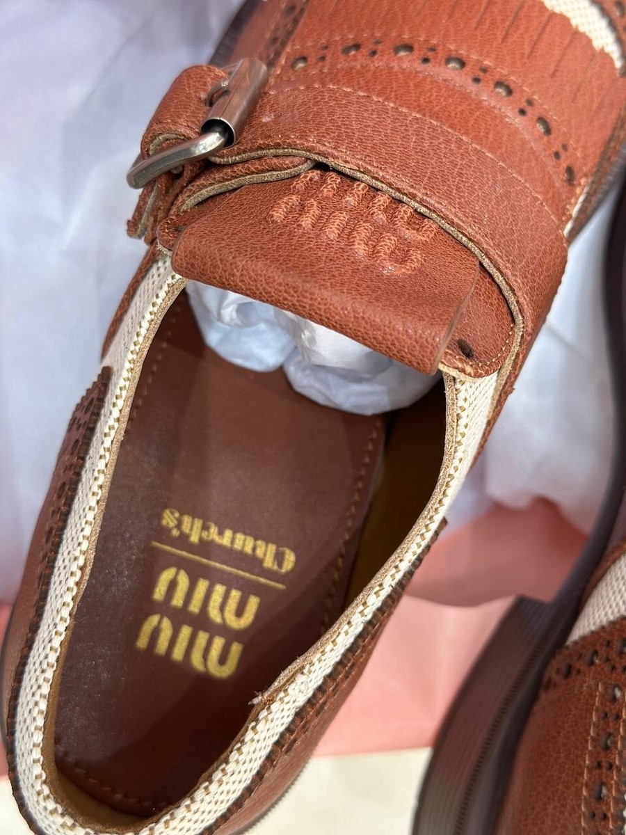 Church's X Miu Miu Shanghai レザーxリネン シューズ Church's X Miu Miu Shanghai レザーxリネン シューズ (MiuMiu
