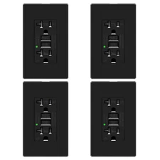 15A Black GFCI Outlet Kit - WR TR LED Indicator Decor Plate ETL Certified 4PCS