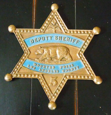 BRASS STAR LOS ANGELES COUNTY Deputy Sheriff MOUNTED POSSE PLAQUE #5