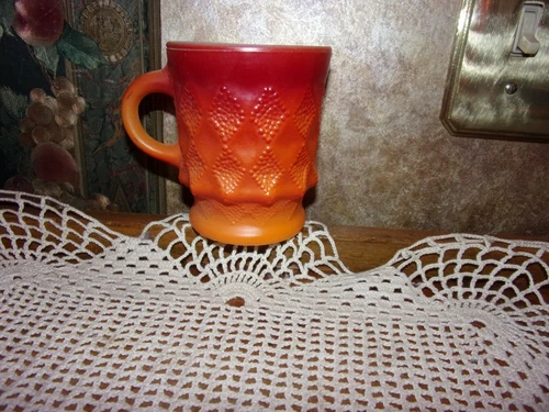 Anchor Hocking Vintage Kimberly Fire King Cup Mug Kimberly Diamond Pattern
