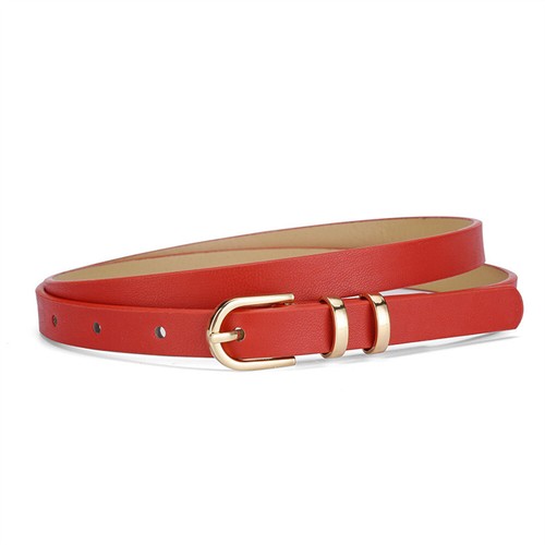 Women Gold Metal Buckle Skinny Faux Leather Waist Belt Dress Narrow Waistband - Picture 7 of 9