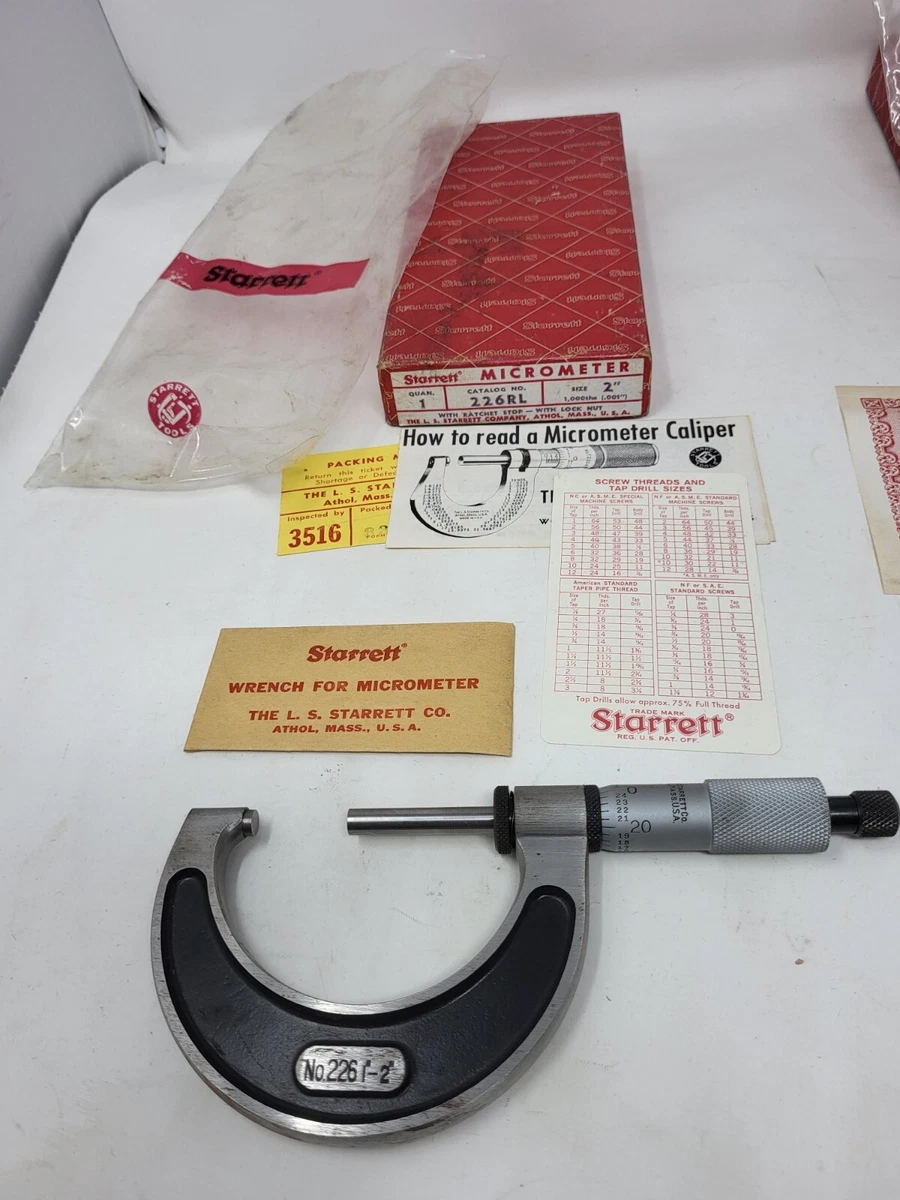 Starrett Micrometer Lot: 226RL, T226RL, 226FL with Boxes & Paperwork | eBay