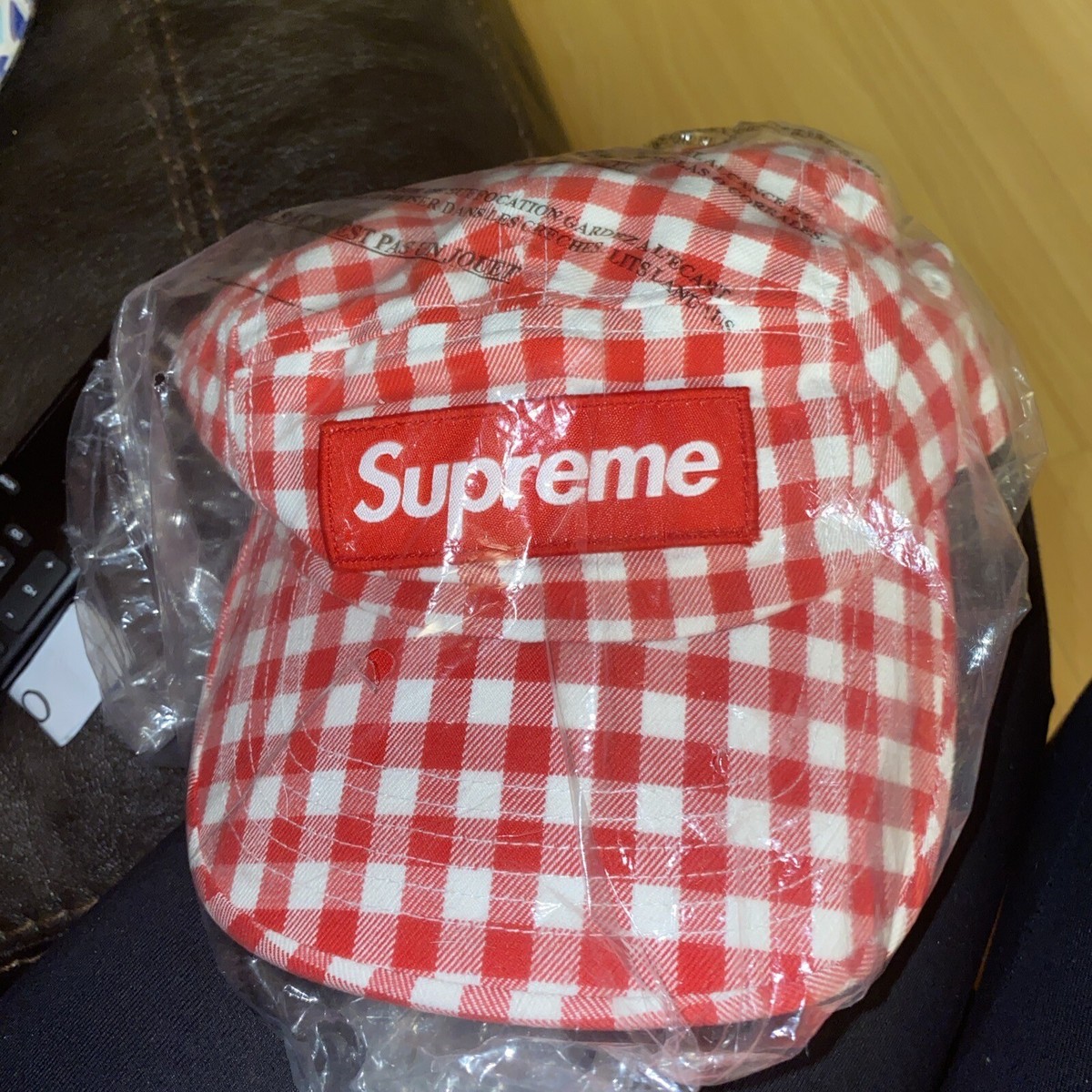 Supreme Gingham Camp Cap (Red) SS23 Box Logo Picnic Check