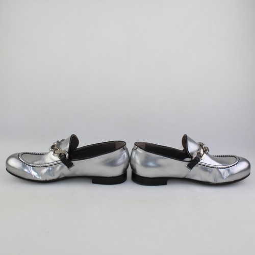 Mocassin Femme Christopher Kane - Bout Pointu En Cuir Verni Argenté - Taille 37 US 7 - Neuf Avec Boîte