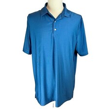 HICKEY FREEMAN Golf Blue Short Sleeve Collared Polo Shirt Sz XL Stretch Print