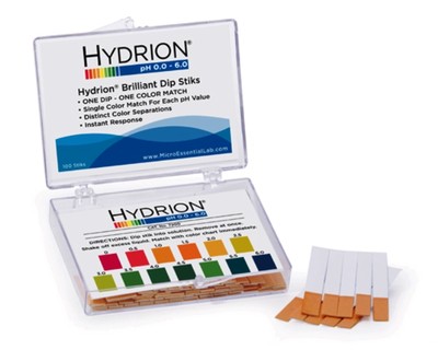 MICRO ESSENTIAL LAB pH BRILLIANT DIP STICK TEST STRIP PAPER 0.0-6.0 7200 NEW