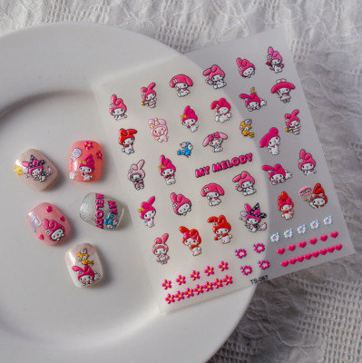 NAIL ART Character 5D Nail Sanrio Melody Flower Stickers Decoration TS67 NS54