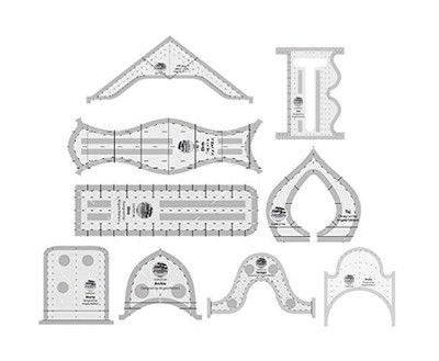 Creative Grids Shelly & Sid Machine Quilting Tool 2-Pack – Ruler Set For Clamshell, Orange Peel & Straight Line Quilting