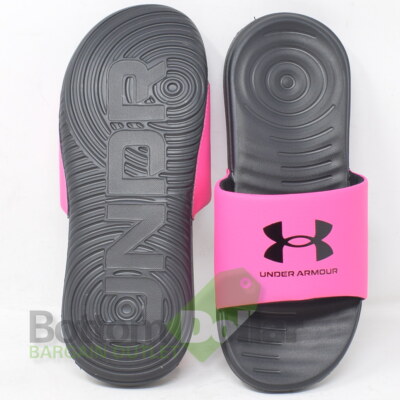 Under Armour 3023793-002 Girl's Ansa Fixed Slides Pink/ Black (4Y)
