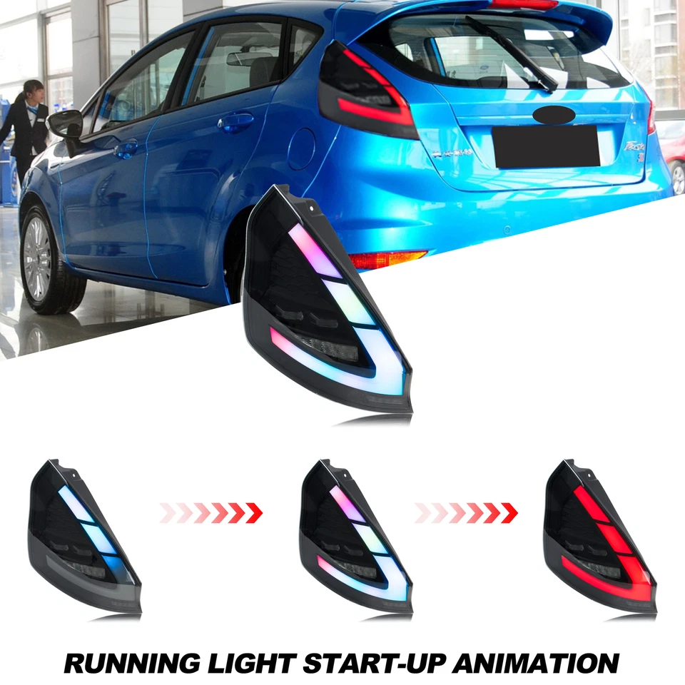 RGB LED Tail Lights for Ford Fiesta Hatchback SE ST 2011-2019 Rear Lamps - Image 3 of 4