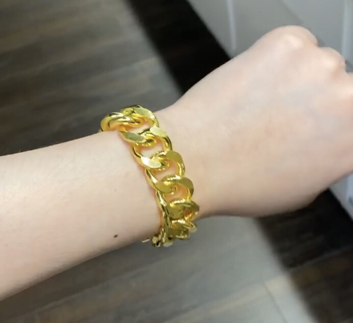 9999 Solid 24k gold Curb Link Bracelet 150 Gram Custom Any Length