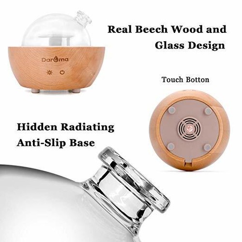 Difusor de aceite esencial de vidrio, base de madera real de 200 ml, humidificador de sala de aire - Imagen 5 de 7