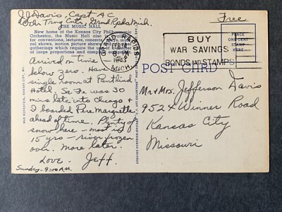 Music Hall Municipal Auditorium Kansas City MO Linen Postcard H1208082603