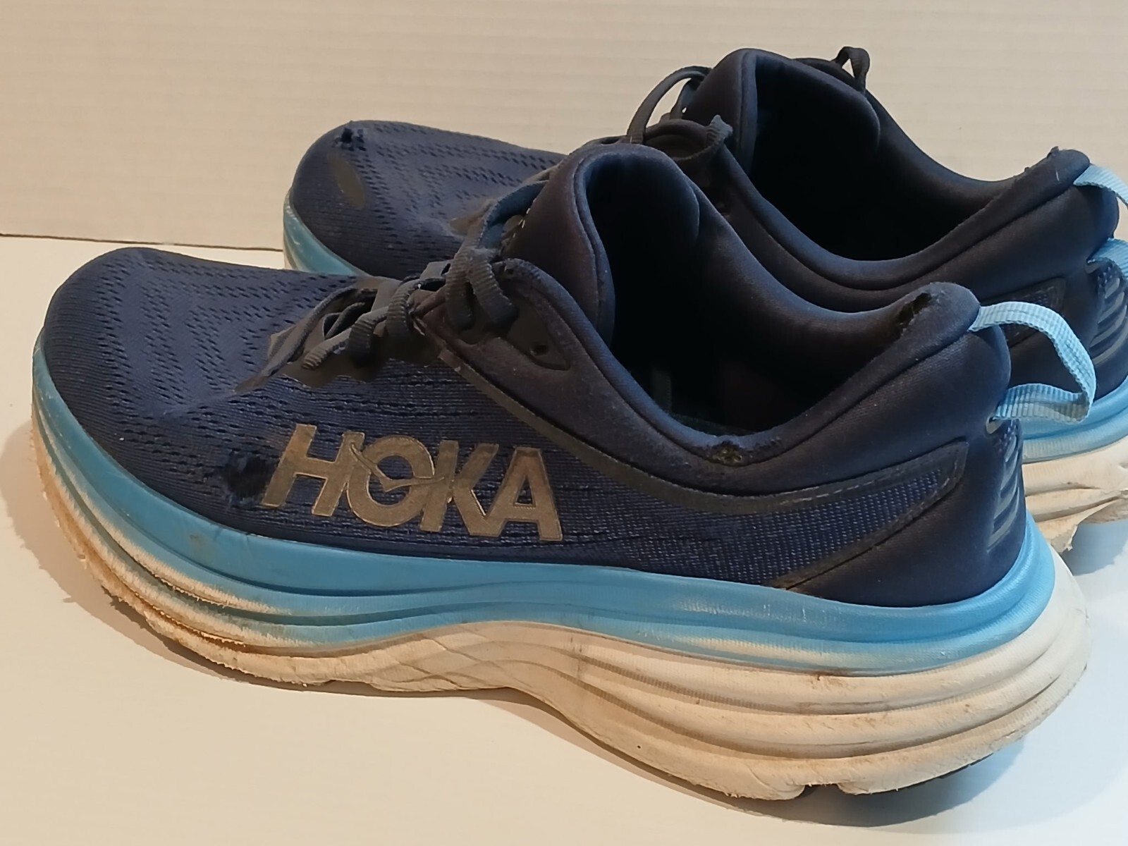 (10) Blue Hoka Bondi Running Shoes  thumbnail 6