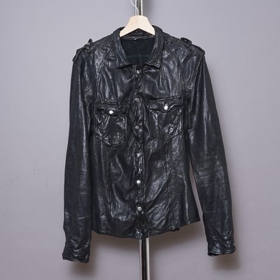 Veste chemise cuir homme ALL SAINTS MCKAY MOYEN motard moto