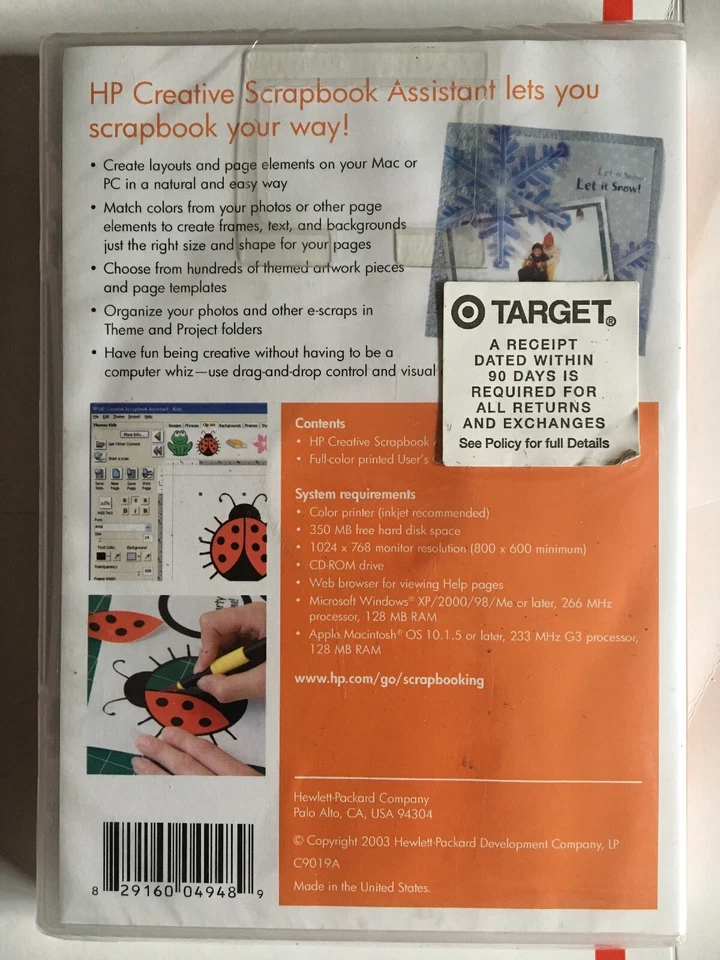 HP Creative Scrapbook Assistant CD ROM Software WIN XP/2000/98/Me NEW SEALED - Image 2 of 2