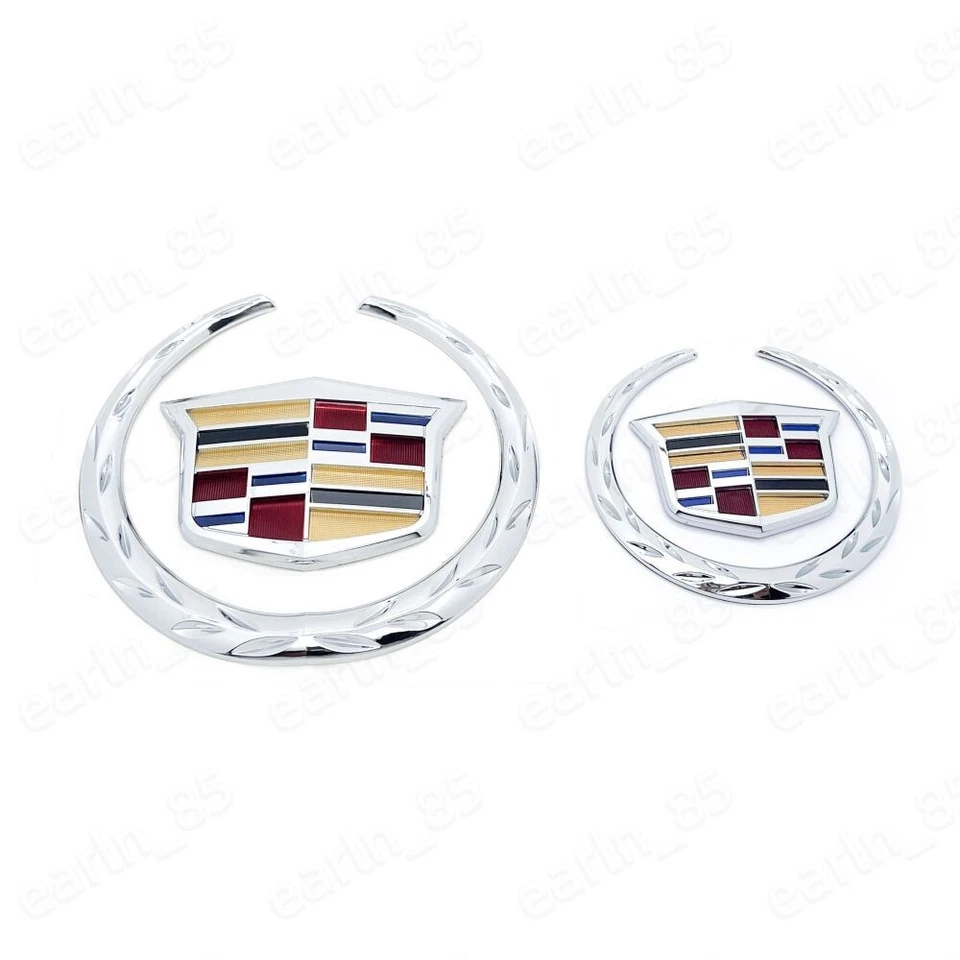 Kit emblema tapa maletero trasero parrilla delantera logotipo Cadillac cromado para XTS CTS Escalade Foto 3 de 4