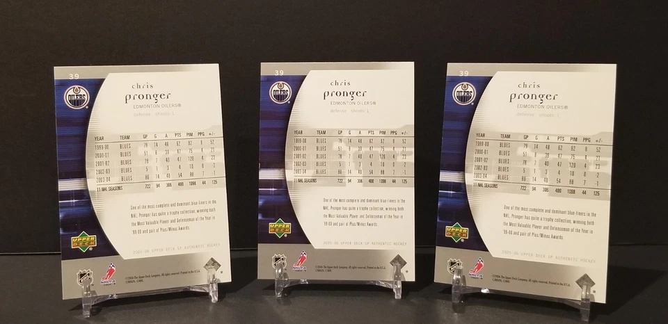 3 Lot 2005-06 SP Authentic #39 Chris Pronger Edmonton Oilers HOF - Image 2 of 2