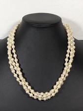 Retro Ivory Color Faux Pearl Rhinestone Multi Strand Beaded Necklace 19 in
