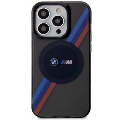 BMW iPhone 15 Pro MagSafe Case Cover Signature M Power Tricolor Grey