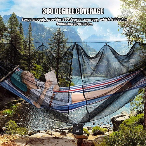 Portable Camping Hammock Bug & Mosquito Net Cover Mesh Netting Cover Easy Setup - Picture 2 of 10