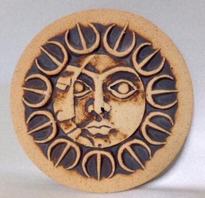 John Wenzel Studio Stoneware Art Pottery Sun & Moon Trivet Tile Art