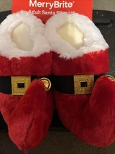 Merry Brite Adult Unisex Santa Slippers W/ Bells, Red Size M 7-8 