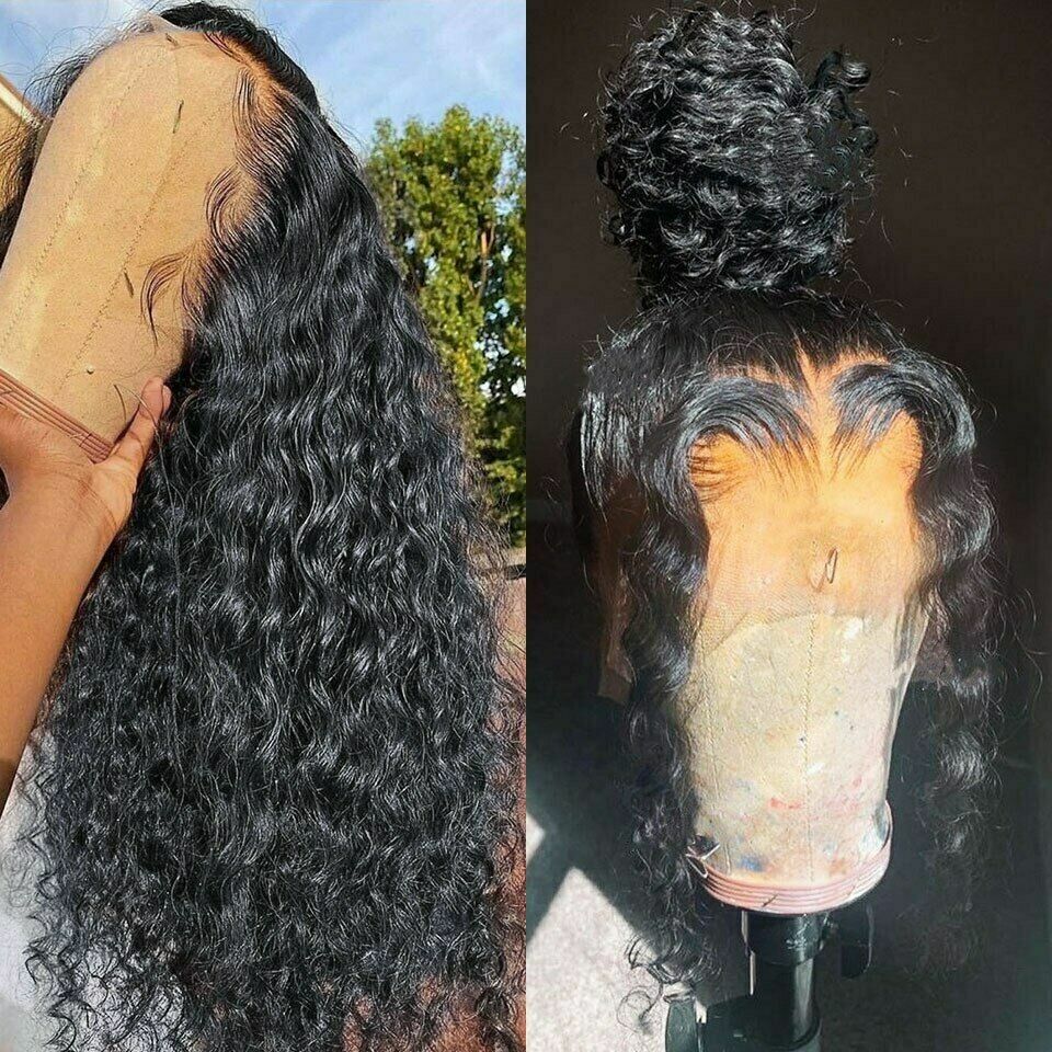 Deep Water Wave Lace Front Human Hair Wigs Glueless Brazilian Lace Closure Wigs Super zysk, wybuchowe kupowanie