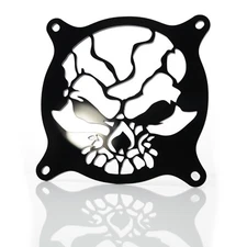 Custom 80mm FRACTURED SKULL Computer Fan Grill Gloss Black Acrylic Cooling Cover