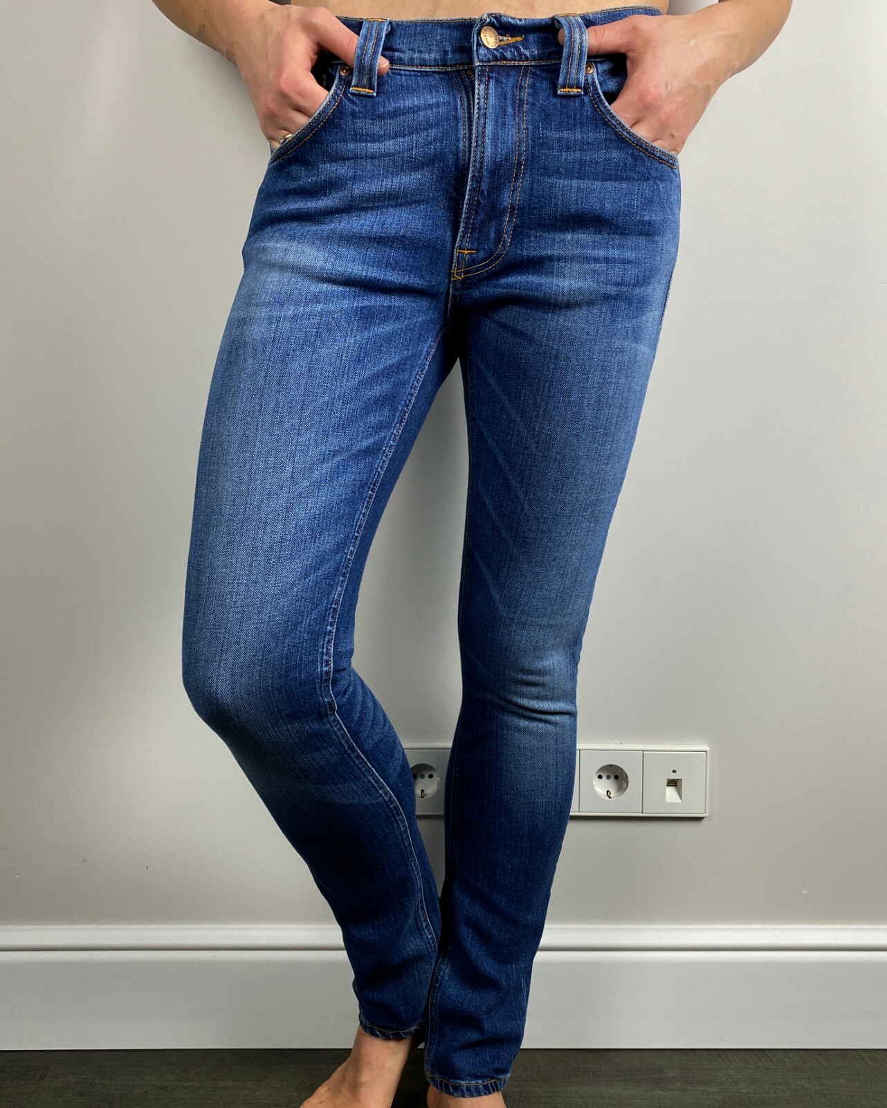 NUDIE #NJ4064 Tape Ted Grey Worn Indigo Jeans 29/32 | eBay