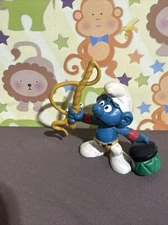 Vintage 1979 Schleich Peyo Smurfs Lion Tamer Circus Trainer Whip Drum PVC Figure